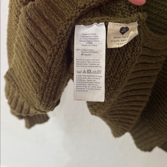MADEWELL Olive Green Texture Open Front Ruffle Cardigan Sweater MA699 Small - Picture 7 of 7